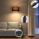 Modlicht Lampadaire Arc JASMIN | Lampe Sur Pied Classique | Ampoule LED E27 9W 3000K incluse | 33cm Abat-jour Noir | Interrupteur au pied | Lampe Arc adaptée pour Chambre, Bureau, Hôtel