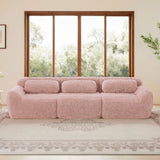 KOMHTOM Canapé Modulaire d'angle en Peluche, Canapé Profond Confortable Moderne pour Salon, Bureau, Rampe Courbée, 291 x 104 x 73cm (Rose)