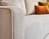 BestMobilier - Canapé Convertible avec Coffre Topaze en Velours Côtelé - Canapé Lit - Sofa Beige 3 Places - Salon
