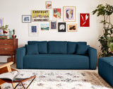 Best Mobilier - Topaze - canapé 3 Places - Convertible avec Coffre - en Velours côtelé - Bleu Ardoise