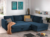 Lisa Design - Canapé d'angle Convertible - Angle Droit - Jake en Velours Côtelé - Canapé Lit - Sofa Bleu Ardoise 5 Places - Salon