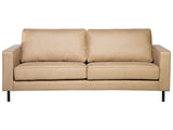 Beliani Canapé Fixe 3 Places en Cuir PU Beige Confort Optimal pour Salon au Design Moderne