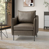 HULALA HOM Fauteuil en Cuir Fauteuil d'appoint Moderne en Similicuir Rembourré Chaises de Salon avec Coussin Mobile pour Salon Bureau Lecture Réception Client Brown