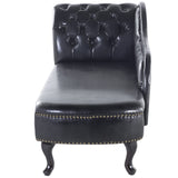Chaise Longue Côté Gauche Méridienne en Cuir PU Noir Glamour Elégant Salon Nimes