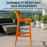 CLP Lot de 2 tabourets de Bar Jardin Air, chaises de Jardin Dossier, tabourets de comptoir résistants aux intempéries, UV, polypropylène, Couleur:Orange