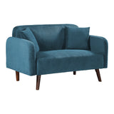 [en.casa] Canapé 2 Places Confortable avec 2 Coussins Sofa Rembourré avec Accoudoir Excellente Stabilité Capacité de Charge 320 kg Salon Chambre à Coucher Velours Côtelé 132 x 70 x 80 cm Bleu