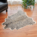 Tapis à imprimé léopard en fausse fourrure de 0,9 x 1 m, convient pour chambre à coucher, salon, décoration occidentale, moquette en fausse fourrure de vache, noir et marron