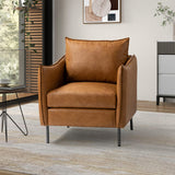 HULALA HOM Fauteuil en Cuir Fauteuil d'appoint Moderne en Similicuir Rembourré Chaises de Salon avec Coussin Mobile pour Salon Bureau Lecture Réception Client Brown