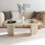 HOMIFAB Table Basse rectangulaire Effet Travertin 120 cm - Ivy