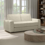 Mobilier-Deco Mindy - Canapé 3 Places Convertible rapido Velours côtelé Beige Matelas 14 cm