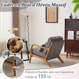 Bonnlo Fauteuil de Salon en Velours Côtelé, Chaise d'Appoint Relaxation avec Cadre en Bois, Siège Confortable pour Salon, Chambre, Terrasse, 65 x 80 x 78 cm (Gris Clair)