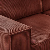 HOMIFAB Canapé Convertible 3 Places avec Coffre de Rangement en Velours côtelé Rouille - Harper