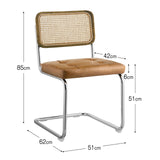 Zouron Chaises De Cuisine en Rotin Lot de 2, Chaises De Salle à Manger Modernes du Milieu du SièCle, Chaises De Cuisine sans Accoudoirs avec Dossier en Rotin Tressé, Pieds en MéTal, Marron
