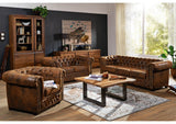 MASSIVMOEBEL24.DE Canapé Chesterfield (Brun Café) - Chesterfield