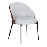 Canelas Dining Chair - Chaise de salle à manger en gris clair avec dossier marron foncé et pieds noirs - vendu par 2