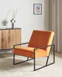 Fauteuil Moderne Glam Cadre en Métal et Revêtement en Velours Orange Delary