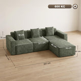 HOMCOM Canapé 3 Places, Canapé d'Angle Modulable en Chenille 251 cm