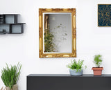 MO.WA Miroir Mural Rectangulaire Classique Feuille d'or 62x82 Miroir Baroque Miroir Cadre Bois doré Miroirs muraux Style Louis XIV Chambre Couloir Salle de Bain Salon Made in Italy