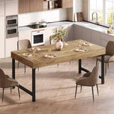 Tribesigns Table de salle à manger rectangulaire industrielle pour 4 à 6 personnes, 140 cm Table à Manger, avec pieds en métal robustes pour la maison, la salle à manger, petit espace, marron rustique