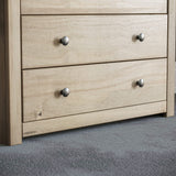 Vida Designs Panama Commode de Chambre en pin ciré Massif à 4 tiroirs, Bois, Naturel