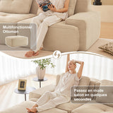 Yihomfy Canapé 2 Places Modulaire Désossé, Loveseat Small Canapé avec 2 Coussins, Confortable Velours Côtelé Cloud Canapé de Salon, sans Montage (Beige, 2 Sièges)