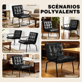 Hellove Fauteuil Salon en Métal, Fauteuil Design Rétro avec Pieds Métalliques Noirs, Chaise Simili Cuir PU avec Accoudoirs et Dossier Confortable Modern pour Salon Chambre, Noir