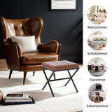 DUHOME Tabouret de Maquillage Rembourré Pouf Coiffeuse Moderne Ottoman X Leg Sièges Piano Pieds en Métal pour Chambre Salon Toilette, Marron Jaunâtre