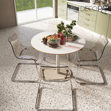 Chaise de salle à manger transparente avec dossier transparent – Design minimaliste en acrylique pour salle à manger, salon, bureau – Pieds galvanisés – Meuble élégant et moderne