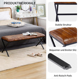 DUHOME Banc à Chaussures, Banc Rembourré avec Pieds en X en Métal Banc Capitonné avec Assise Rembourrée Meuble d’Entrée Tabouret pour Salon, Chambre à Coucher, Couloir,Jaune/Marron