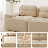 Yihomfy Canapé 2 Places Modulaire Désossé, Loveseat Small Canapé avec 2 Coussins, Confortable Velours Côtelé Cloud Canapé de Salon, sans Montage (Beige, 2 Sièges)