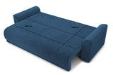 BAÏTA Canapé Droit Convertible Nova 3 Places en Velours côtelé Bleu Cobalt