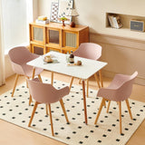 EGGREE Lot de 2 Chaises de Salle à Manger avec Pieds en Bois de Hêtre Massif, Fauteuils Scandinaves Chaise de Salon avec Accoudoirs, Rose Fumé