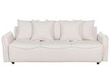 Beliani Canapé Convertible Couchage Moderne avec Rangement Coussins Dossier Housses Amovibles en Tissu Blanc Cassé Krama
