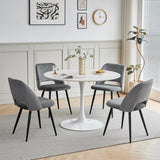 GrandCA HOME Lot de 4 Chaises de Salle à Manger Modernes, Dossier Creux en Velours Côtelé, Rembourrées, pour Salle à Manger, Cuisine, Salon et Chambre (Gris)