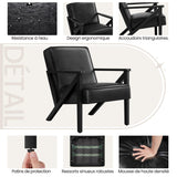 Yaheetech Fauteuil de Salon Lot de 2 en Similicuir Fauteuil d’appoint avec Cadre en Bois Pieds et Accoudoirs en Forme de Z Siège de Bureau Chambre Réception Noir