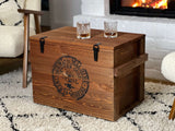 Uncle Joe's Caisse en Bois Coffre Table Basse Table d'appoint Vintage Style Shabby Chic Bois Massif Noyer