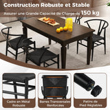 COSTWAY Chaise Wishbone Style Scandinave, Chaises avec Cadre en Métal, Dossier en Y, Assise Tressée, Chaise Design pour Salle à Manger, Salon, Bureau (Noir,2)