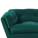 Canapé 3 Places Rembourré en Velours Vert Foncé avec Piètement Noir et Coussins Capitonnés Très Confortable pour Salon Glamour et Rétro Beliani