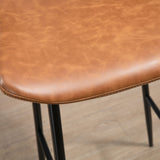 HOMCOM Lot de 2 tabourets de Bar Assise en Similicuir Hauteur 76 cm avec Repose-Pieds en Acier et Dossier Design Vintage - Marron