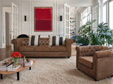 Vente-unique - Fauteuil Chesterfield en Microfibre Aspect Cuir Vieilli