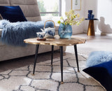 FineBuy Table Basse de Salon Métal 64x64x37 cm Disque d'arbre Aluminium Or | Petite Table de Canapé | Design Table d'appoint Style Moderne