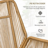 Outsunny Fauteuil de Jardin avec Repose-Pieds - Dossier inclinable et Coussin - en résine tressée Imitation rotin Ensemble de 2 pièces Naturel