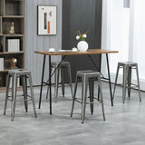 HOMCOM Lot de 4 tabourets de Bar Empilable Chaise de Bar Industriel avec Repose-Pied Hauteur d'Assise 76 cm, Cadre en métal, Style rétro, pour Salle à Manger, Balcon, bistrot ou Bar, Argent