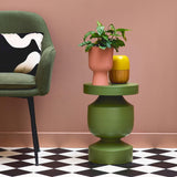 sweeek - Table d'appoint. Bout de canapé. Table de Chevet en métal Coloris Kaki. Alma. Ø30.5 x H 43.5cm
