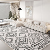 Leesentec Tapis Salon Chambre à Poils Courts,Super Doux Dessous AntidéRapant, Abstrait Decoration Maison Grand Interieur Moquette,Paillasson Exterieur Entree,Ivoire/Noir,200x250cm