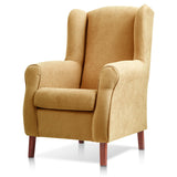 Sueños ZZZ Carla Fauteuil à oreilles tapissé en tissu anti-taches Couleur moutarde 104 x 77 x 75 cm Idéal pour lire, regarder la télévision ou allaiter