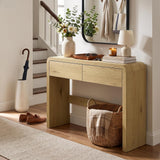 HOMCOM Table Console avec 2 Tiroirs Console 100 x 30 x 85 cm Bois Naturel