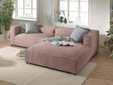 Lisa Design - Canapé d'angle Droit - Ela en Velours Côtelé - Sofa Rose 4 Places - Salon