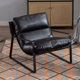 chairus Fauteuil de Loisirs en Cuir PU Modern Chaise de Relaxation pour Salon Fauteuil de Chambre avec Cadre en Métal (Noir)