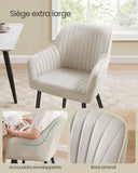 SONGMICS Chaise Salle à Manger, Chaise de Cuisine, Fauteuil en Velours, Rembourrée, avec Accoudoirs, Charge Max. 120 kg, Pieds en Métal, pour Salle à Manger, Beige Cappuccino et Noir d'Encre LDC087W01